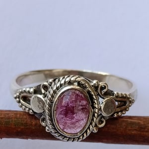 Natural Pink Tourmaline Ring, 925 Sterling Silver Ring Cabochon Ring .Ring For Women Dainty ring