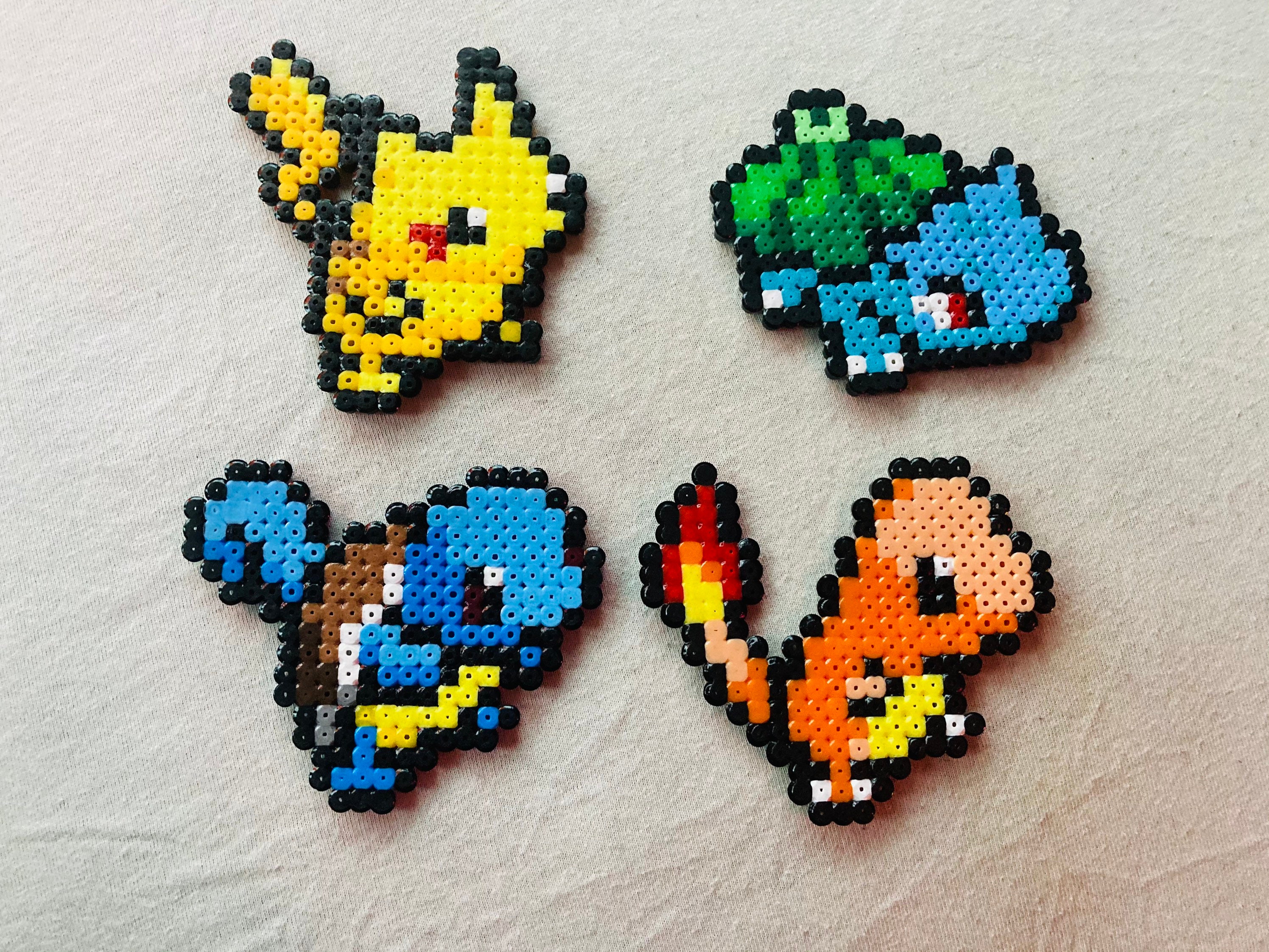 Perler Bead Pokemon Starters Keychains Pokemon Perler Beads Perler