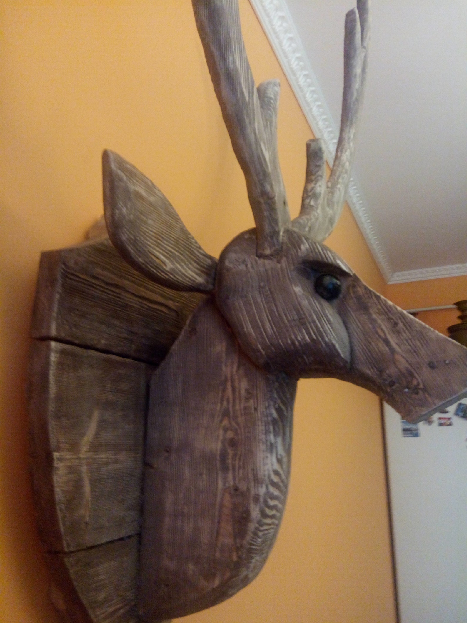 Wooden Deer Head Wall Decor Carving Etsy