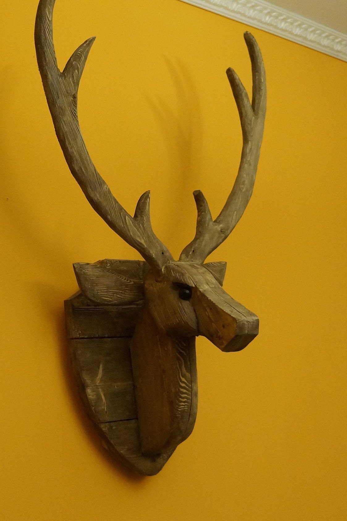 Wooden Deer Head Wall Decor Carving Etsy