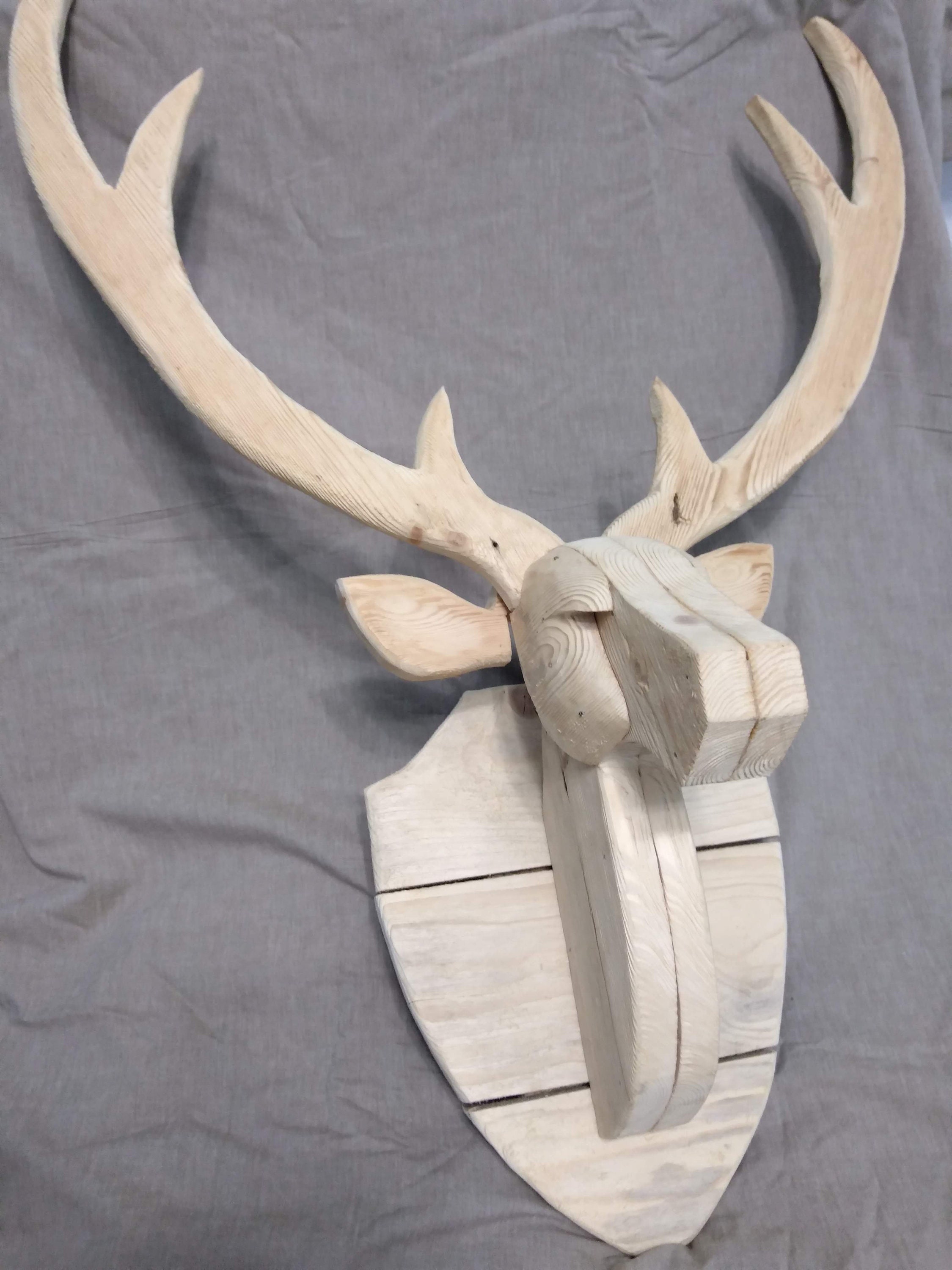 Wooden Deer Head Wall Decor Carving Etsy