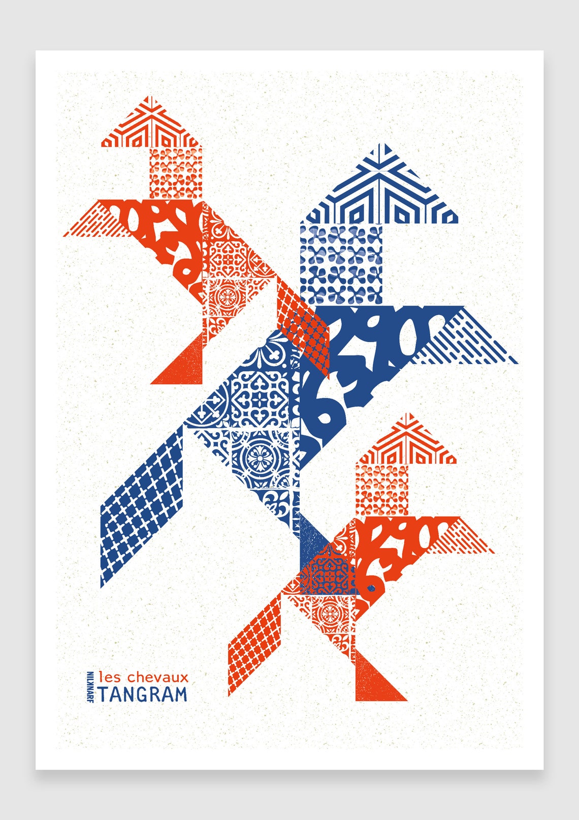 Tangram Horse Geometric Poster Wall Art A4 A3 Animal Etsy