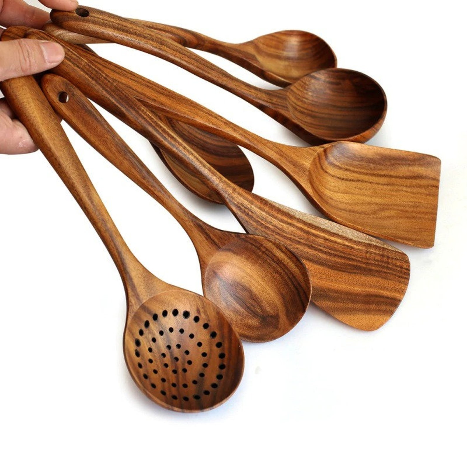 Kitchen tool set Teak natural wood tableware spoon wood Etsy