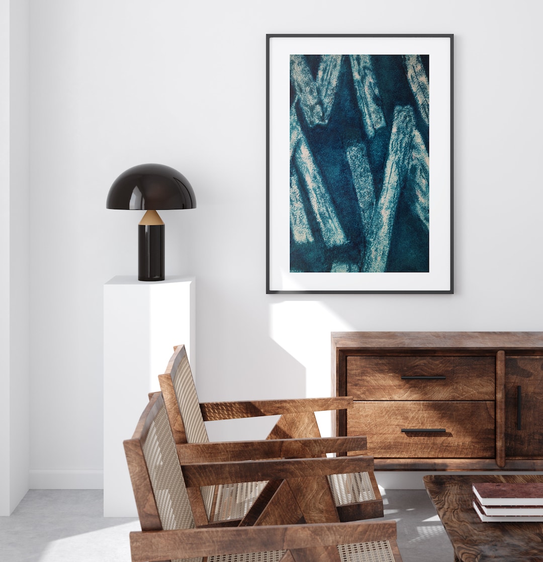 Tropical Tapa Cloth Wall Art Print, Tapa Indigo Etsy
