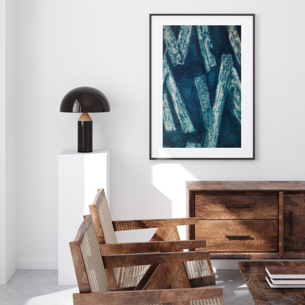 Tropical Tapa Cloth Wall Art Print, Tapa Indigo