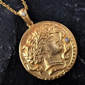 Greek Coin Necklace, Arethusa Coin Medallion, Birthday Gift For Her, Goddess Layering Pendant, Roman Mythology Charm, Greece Drachma Pendant
