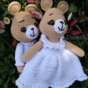 Wedding Teddy Bears Crochet Pattern PDF Dress and Costume