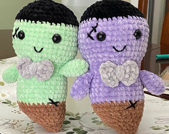 Crochet Frankenstein Ghosts, crochet animal, ghosts, amigurumi, horror, Ghost, Purple ghost