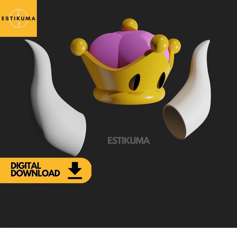 Bowsette Crown &amp; Horns STL 3D Files digital Download. - Etsy