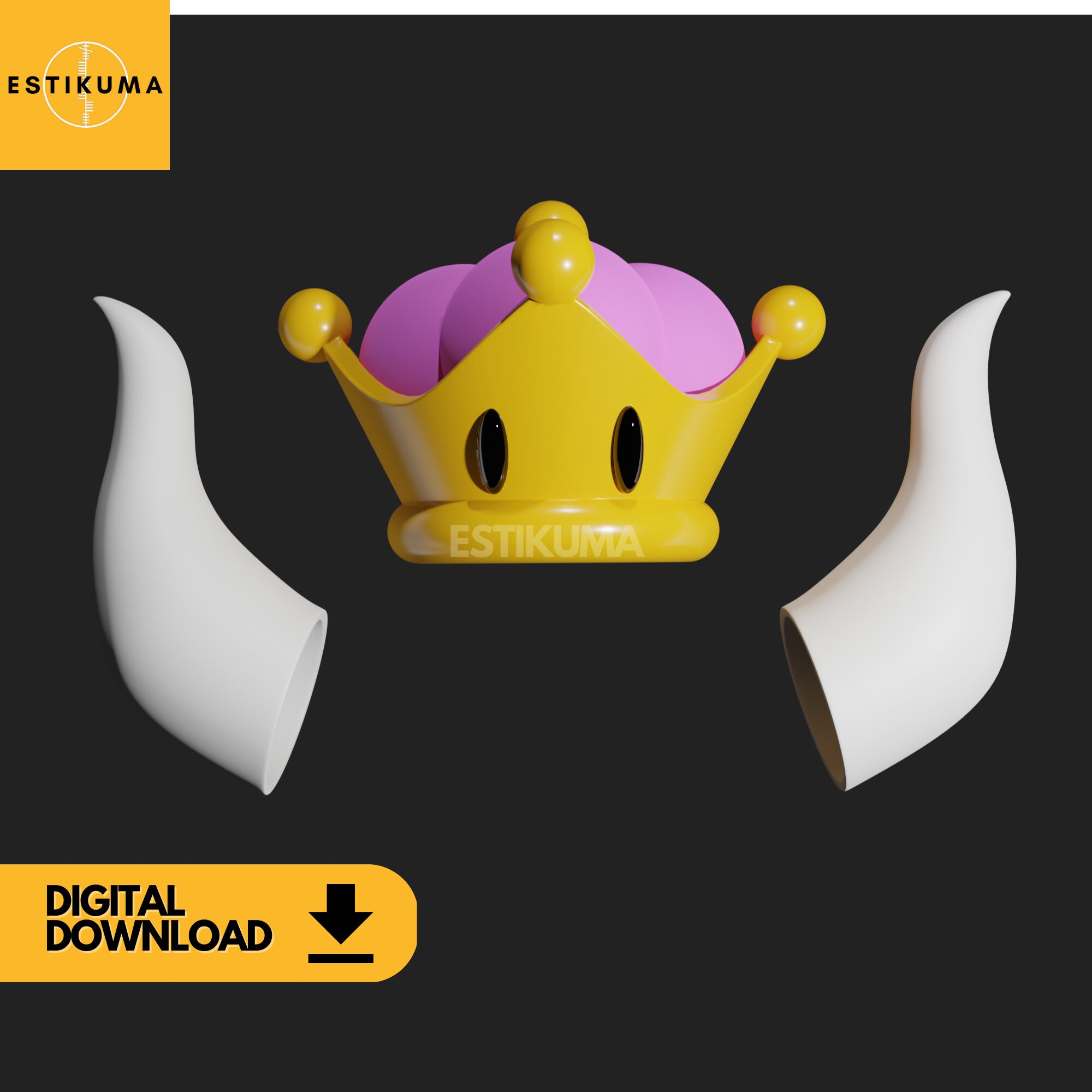 Bowsette Crown &amp; Horns STL 3D Files digital Download. - Etsy