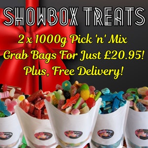 2 x 1kg Pick 'n' Mix Sweet Grab Bags - Fizzy, Gummy, Sour, Blue, Red, Haribo, Sweetzone - Family Share Sizes, Sweet Gift, Teacher Gift