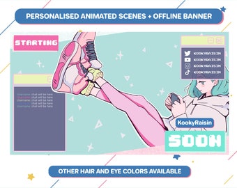 Animated Stream Screens and offline banner, stream package , Cozy gamer, Twitch Scenes, twitch overlay, Twitch Screens, gamer girl