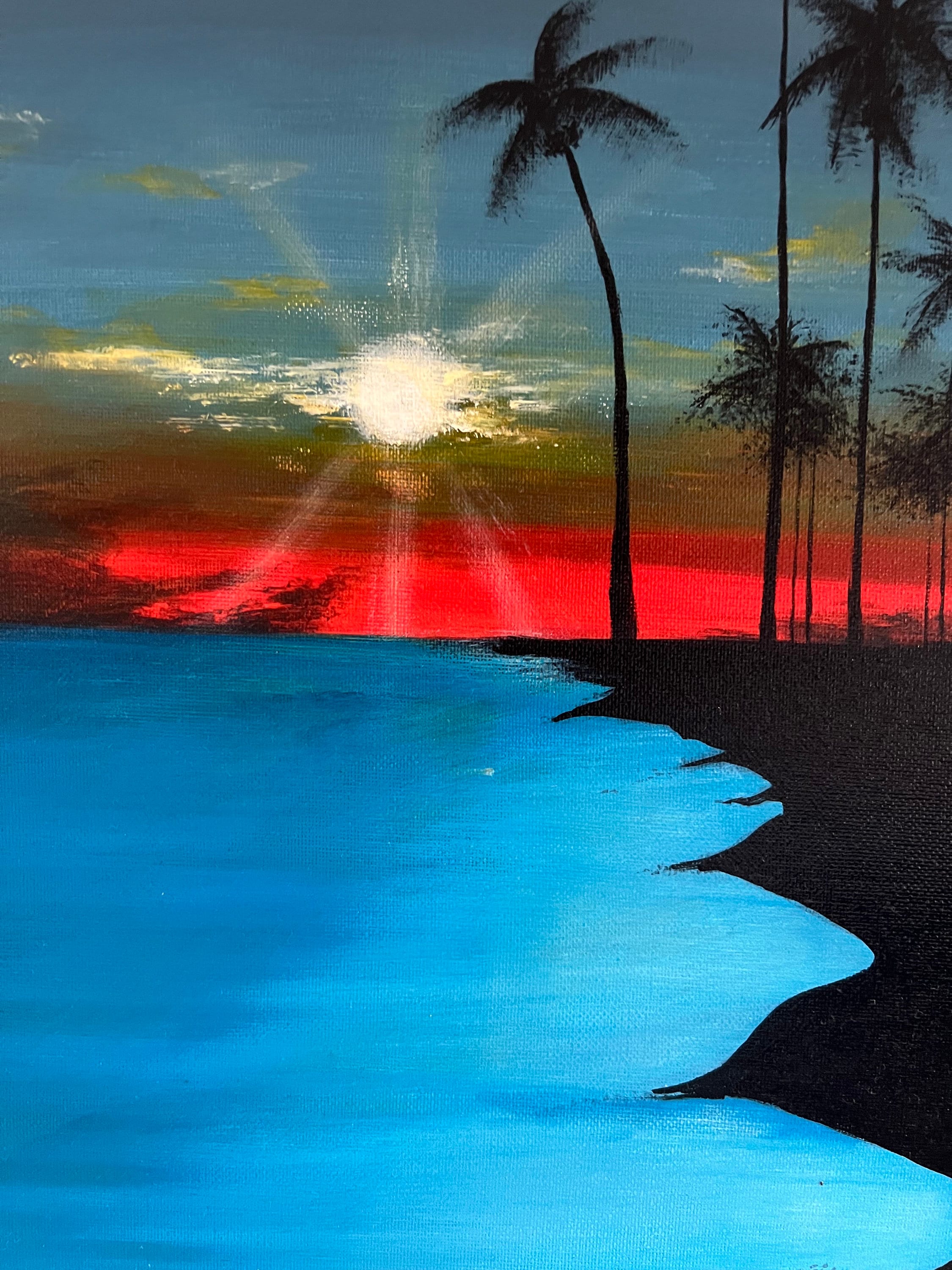 Palm Tree Sunset Acrylic Painting Etsy