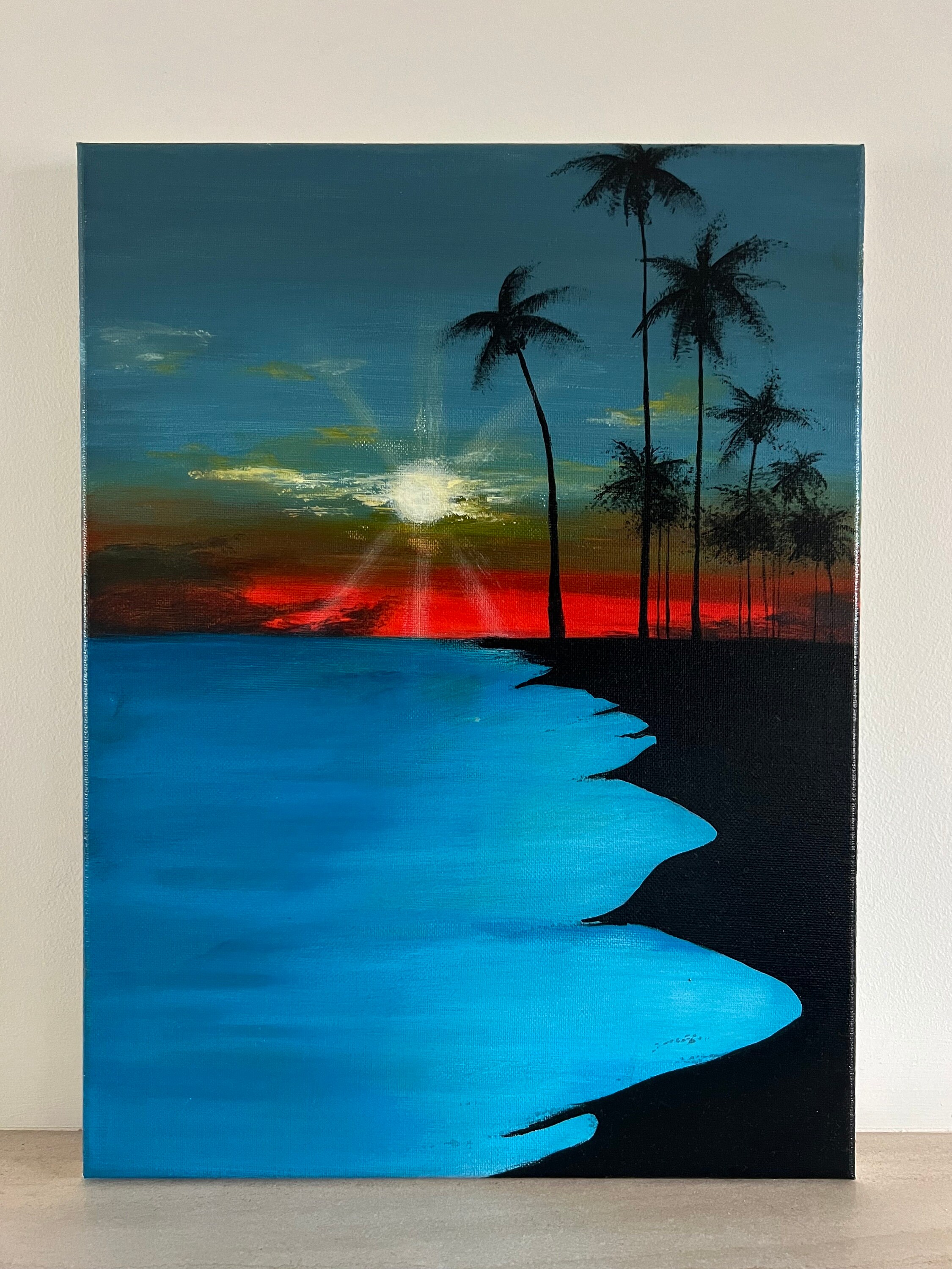 Palm Tree Sunset Acrylic Painting Etsy