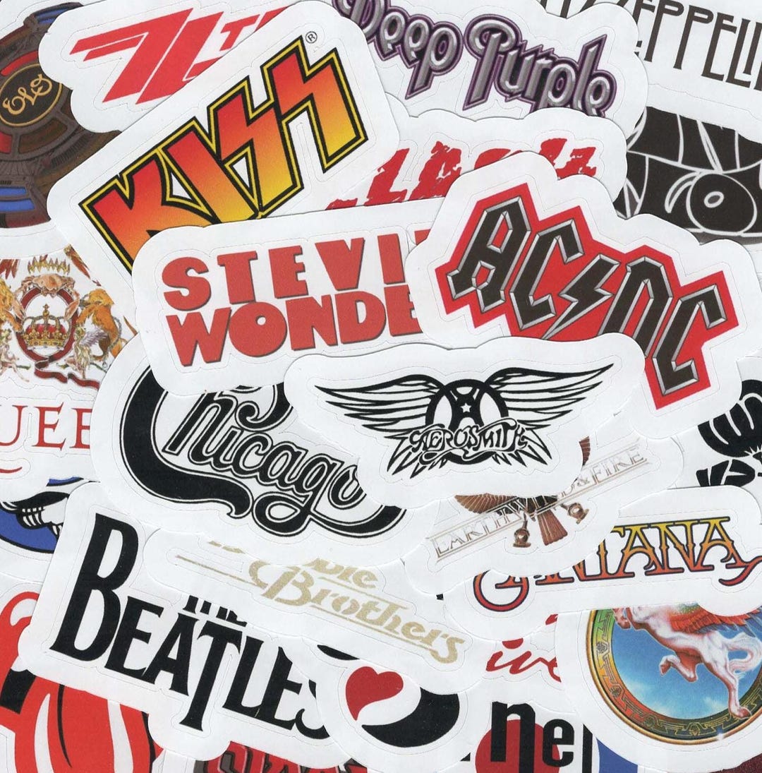 70s Music Logo Sticker Pack, Retro Band Vinyl Stickers, Waterproof ...