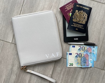 Personalised Initial, Monogram, Travel Document Holder, Personalised Travel Organiser