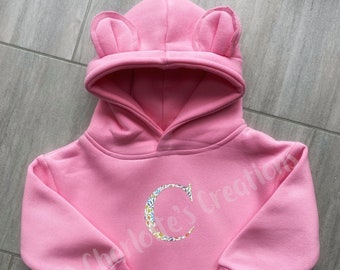 Personalised Hoody, Initial Hoodie, Kids Hoody, Ear Hood, Bear hoodie, Kids Hoodie, Custom Hoodie, Kids clothing, Baby Boy, Baby Girl