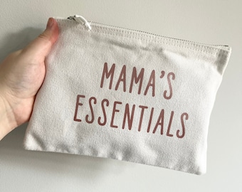 Mama's Essentials Flat Zip Pouch - Travelling - Daughter - Mother - Mum - Friend - Make up Bag - Bag Tidy - Mother's Day Gift - New Mum Gift