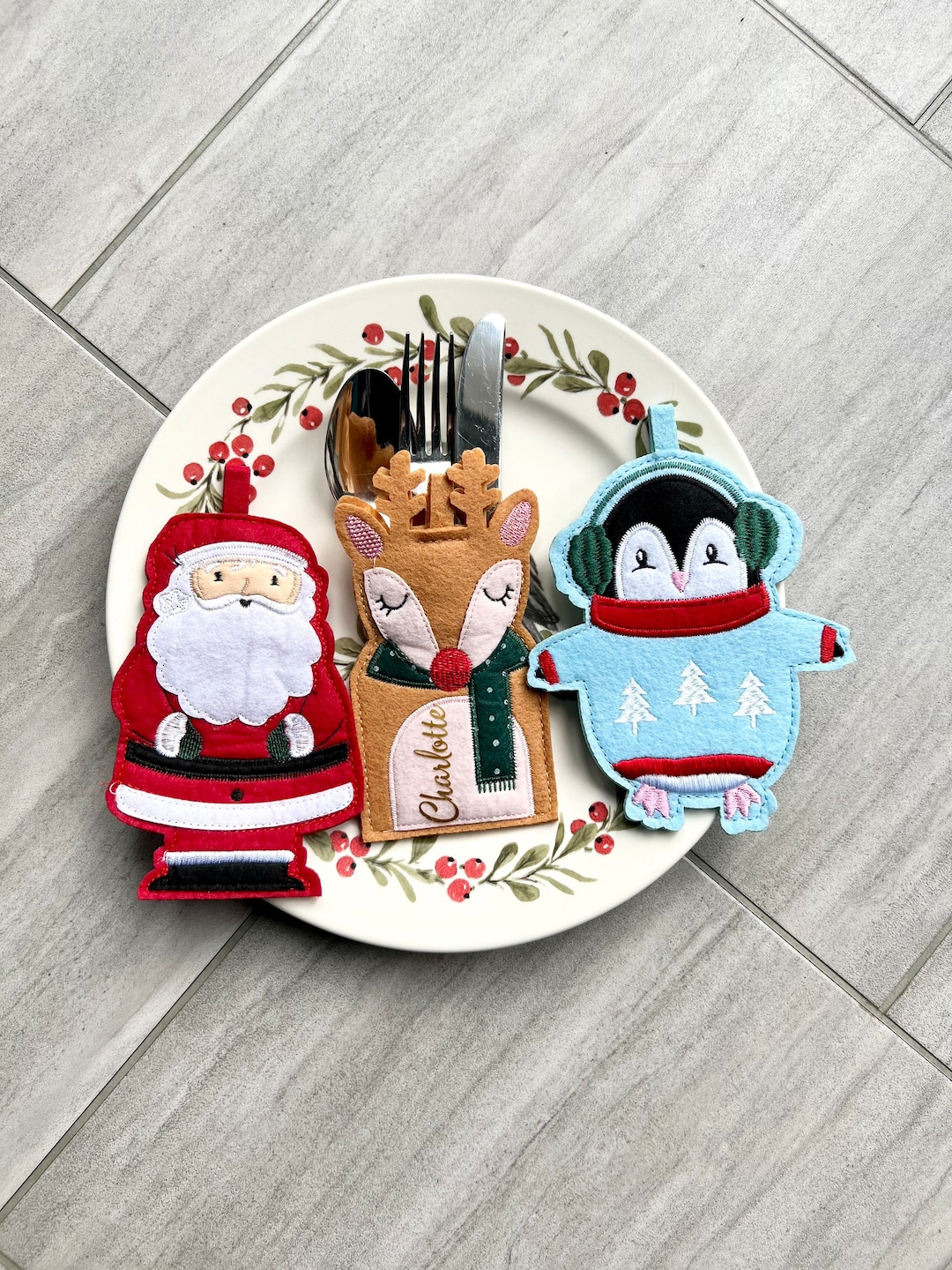 Personalised Christmas Cutlery Holder Christmas Day Place Etsy UK