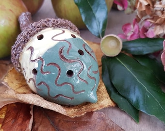 Handmade Ceramic Acorn: Autumnal Pottery Ornament