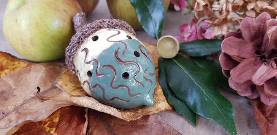 Handmade Ceramic Acorn: Autumnal Pottery Ornament