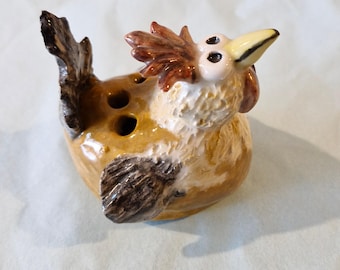 Handmade ceramic novelty chicken vase