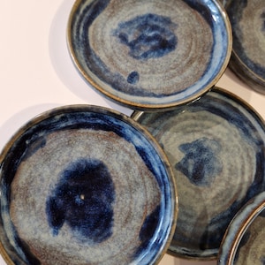 Handmade Blue Glazed Ceramic Mini Plate: Teabag, Trinket Dish