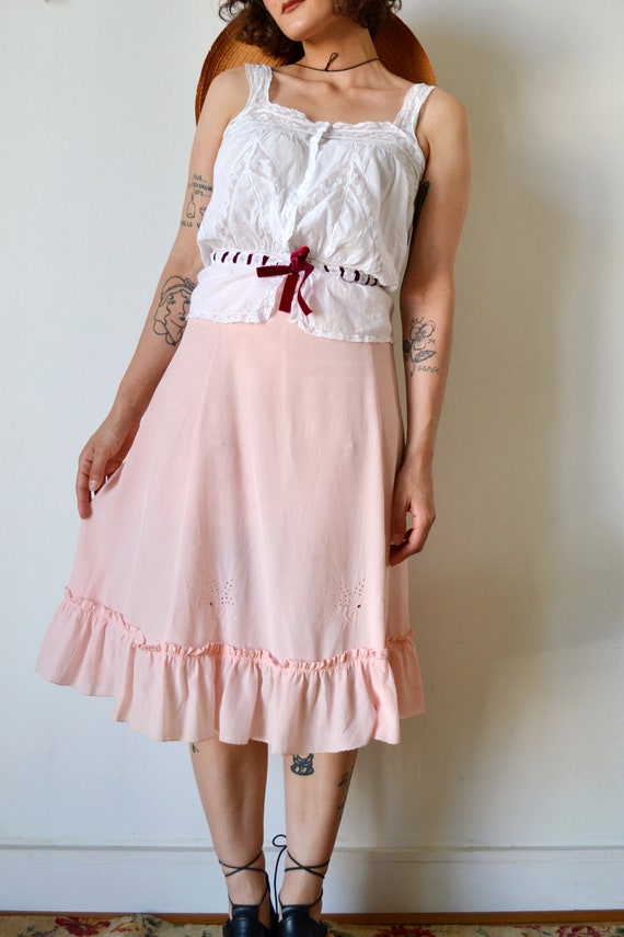 1930s silk skirt / Vintage embroidered petticoat - image 2