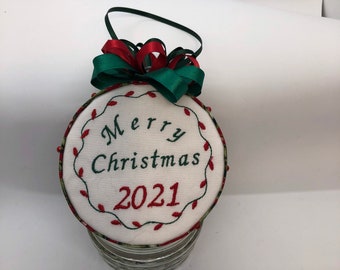 Christmas 2023 ornaments personalised, fabric