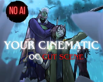 Custom DND Character Art Fantasy Art, Cinematic Anime OC Cutscene Artwork (Digital Only)