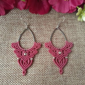 Bohemian dangle macrame earrings, unique macrame jewelry, boho macrame earrings, hippie chic jewelry, woven earrings, boho gift for her
