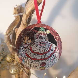 Hand Painted American Horror Story Freakshow Twisty The Clown Bauble, Halloween Horror Christmas Decoration, Hanging Ornament Art