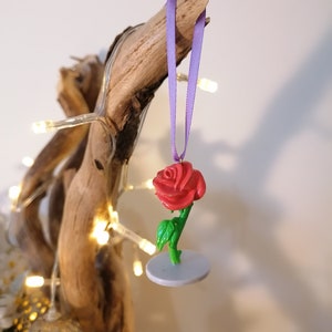 Disney Beauty And The Beast Enchanted Rose Christmas Decoration Figure, Hanging Ornament Bauble, Disney Christmas Decorations, Gifts For Her