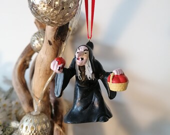 Disney neve branca bruxa decoração de natal figura, ornamento pendurado bauble, decorações de natal da disney, presentes para ela, enfeites de natal