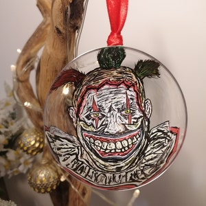 Hand Painted American Horror Story Freakshow Twisty The Clown Bauble, Halloween Horror Christmas Decoration, Hanging Ornament Art