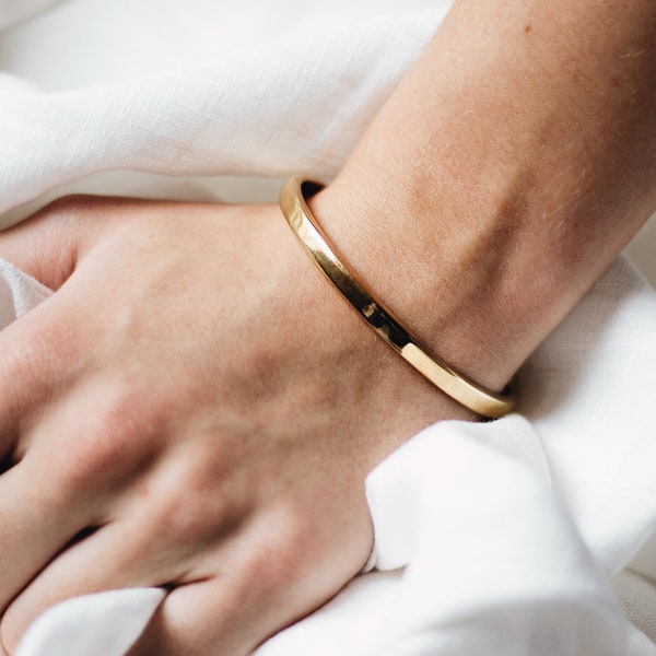 Handgemaakte 925 Silber Armspange Gold | Poliert Unisex | Cuff Bangle Luxe Aangepaste Individuele Armreif Armband 925Silver