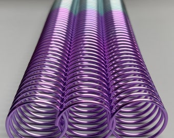 1 Piece of of 30mm x12" #4 Purple/Teal Rainbow Spiral Aluminum, Rainbow Spiral,  Replacement Coil, Bookbinding Coil, Coil Binding