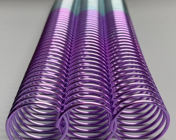 1 Piece of of 30mm x12" #4 Purple/Teal Rainbow Spiral Aluminum, Rainbow Spiral,  Replacement Coil, Bookbinding Coil, Coil Binding