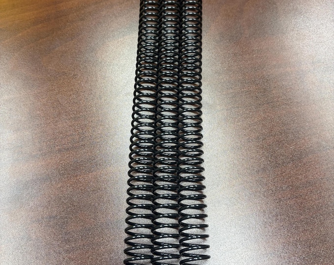 3 Pieces of 5/8" x12" #4 Black Spiral Plastic, Replacement Coil, Bookbinding Coil, Coil Binding