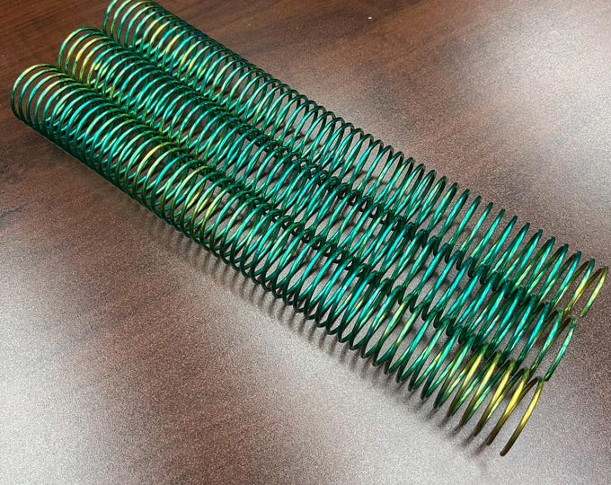 1 Piece of 1+1/4" x12" #4 Green Burst Solid Coil, Replacement Coil, Bookbinding Coil, Coil Binding