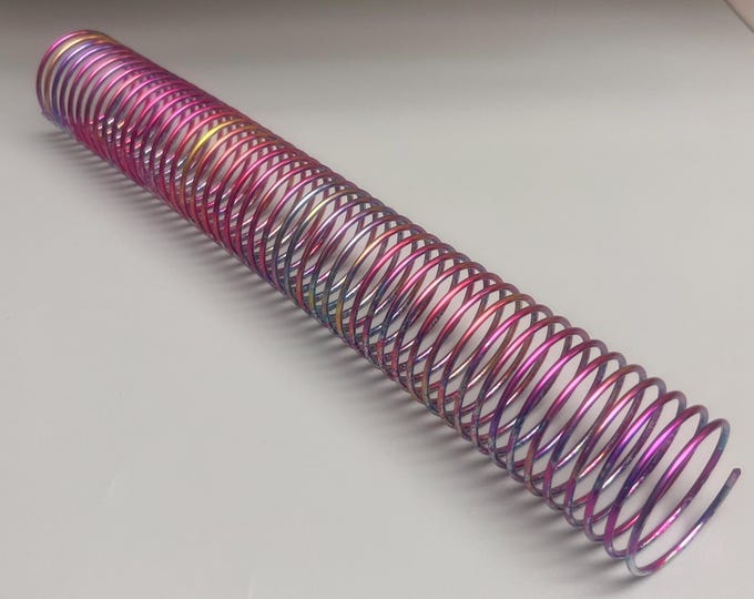 1 Piece of 1+1/2" x11" #4 Burst Rainbow Spiral Aluminum, Replacement Coil, Bookbinding Coil, Coil Binding