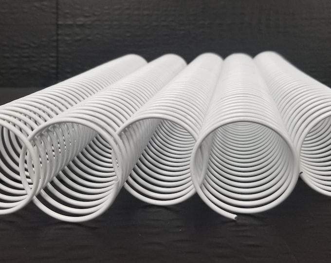 1 piece of 1+1/2" x12" #4 White Wire Spiral Coil, replacement coil, heavy gauge wire, bookbinding coil, coil binding