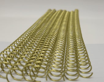 1 piece of 3/8" x12" #4 Lime Gold Solid spiral Aluminum, spiral binding, bookbinding, notebook coil, calendar coil, DIY bookbinding