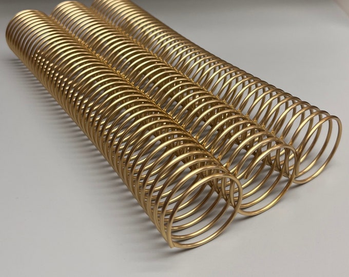1 Piece of 1+1/2" x10" #4 Gold Solid Spiral Aluminum, Replacement Coil, Bookbinding Coil, Coil Binding