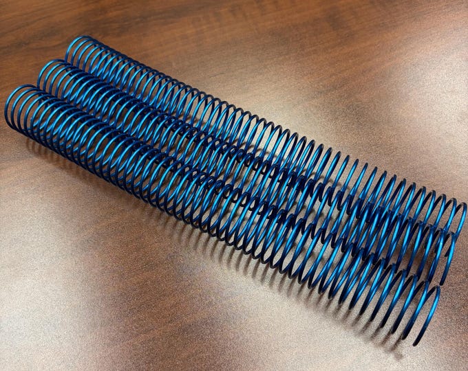 1 Piece of 1+1/4" x12" #4 Blue Solid Spiral Aluminum,  Replacement Coil, Bookbinding Coil, Coil Binding