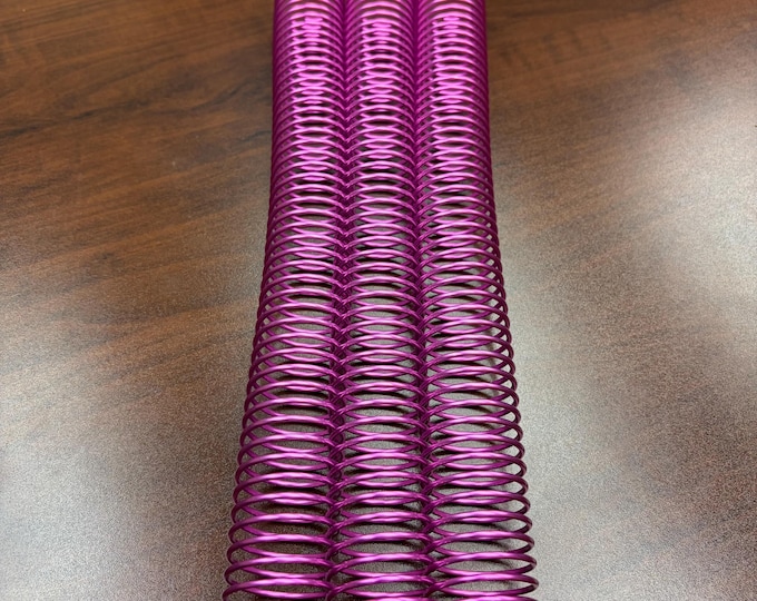 1 Piece of 1+1/4" x12" #4 Neon Pink Solid Spiral Aluminum, Replacement Coil, Bookbinding Coil, Coil Binding