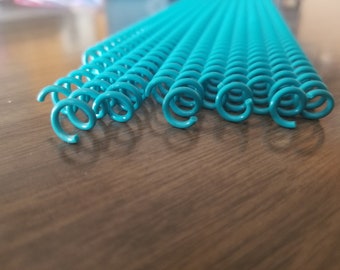 5 pieces of 1/4" x12" #4 Blue Plastic Spiral Coil, bookbinding coil, coil binding, notebook coil, calendar coil, plastic coil
