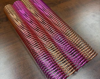 1 Piece of 1+1/2" x12" #4 Petunia Multicolor Spiral Aluminum, Replacement Coil, Bookbinding Coil, Coil Binding