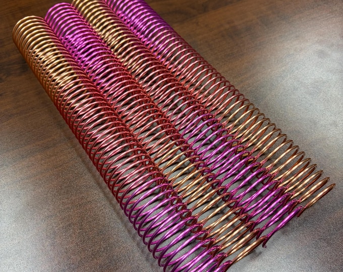 1 Piece of 1+1/2" x12" #4 Petunia Multicolor Spiral Aluminum, Replacement Coil, Bookbinding Coil, Coil Binding