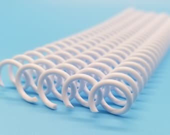 5 pieces of 3/8" x6" #4 White Plastic Spiral Coil, mini notebook coil, binding coil, spiral plastic, mini coil